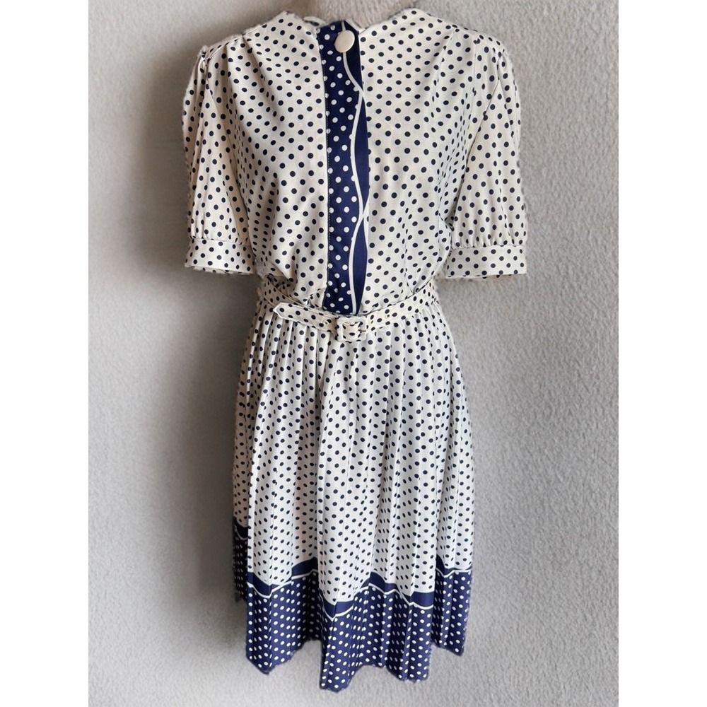 Whirlaway Frocks Cream and Navy Polka Dot Midi Dress